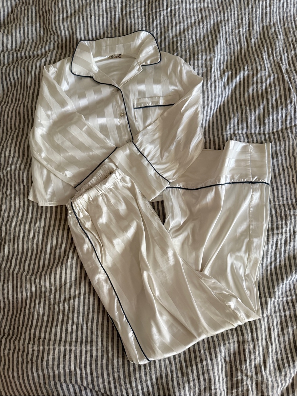 Free People Ivory Satin Pajama Set
